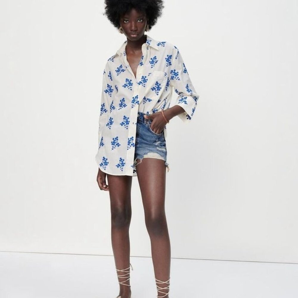 Zara Embroidered Pocket Shirt